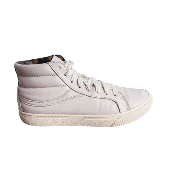 COACH Women's White Leather High Top Sneakers Leopard Print Lining Size 8M - Picture 4 of 14